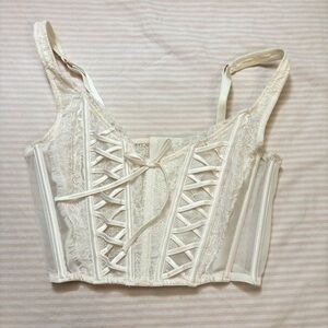 Victorias Secret white corset top with lace detailing
